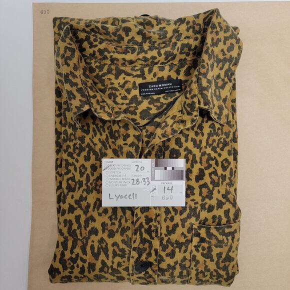 Zara Woman Leopard Print Blouse Medium Lyocell Hi Lo 690 - Picture 11 of 12